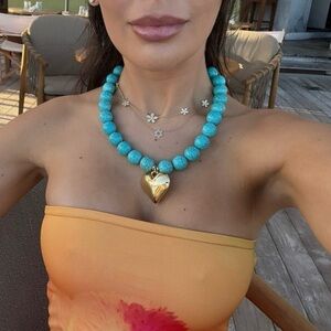 Necklace + Bracelet SET. Brand New. ETTIKA Chunky Beaded Turquoise Set